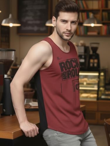 Image of Rigo Stylish Cotton Printed Vest for Men | Round Neck,Regular Fit, Sleeveless T-Shirt Vest for Men | Casual Innerwear Sando for Men & Boys - Perfect for Workouts Gym, Vacations, and Beaches