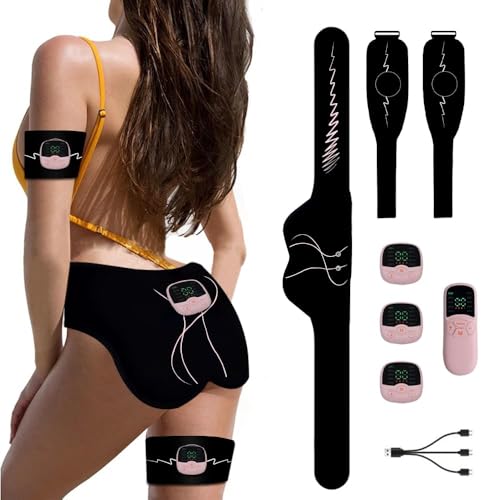 Electroestimulador EMS Recargable, Entrenador de Glúteos, Brazos y Piernas, Ideal paraEntrenamiento Muscular en Casa, Regalo de Cumpleaños para Familia y Amigos Negro Zhailyn