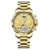 Fashion Business Men's Automatic Mechanical Watches Multifunctional Moon Phase Weekly Calendar Watch Waterproof Tourbillon Stainless Steel Strap Wristwatch Luminous