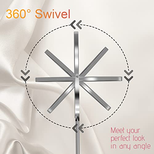 8" Lighted Makeup Mirror With Magnification, 1X/10X Magnifying Mirror With Light, Double Sided 360° Cordless Rechargeable, 3 Colors Brightness Adjustable Makeup Mirror With Lights With 52 Led(Silver) #TOP3