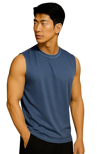Image of JUGULAR Tank Tops Sleeveless T-Shirt for Men Gym Wear Vest Solid Stylish Round Neck Running for Sports Workout Fitness & Casual or Beach Wear