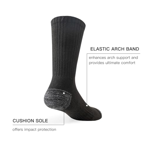 JOYNÉE 8 Pairs Mens Crew Cushion Socks Work Athletic Running Socks Casual Breathable Socks for Men,Sock Size:10-132