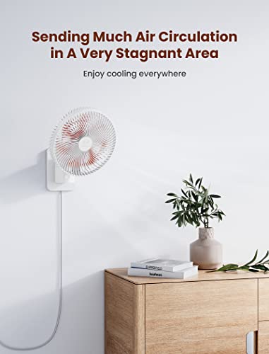 Image of 8.5-Inch Quiet Wall-Mounted Oscillation Fan with Remote & Timer, 4-Speed Adjustable for Small Bathrooms, Indoor Bedroom Cooling for RV, Adjustable Tilt, 5.92 ft Cord, Garage Cooling Fan for Home