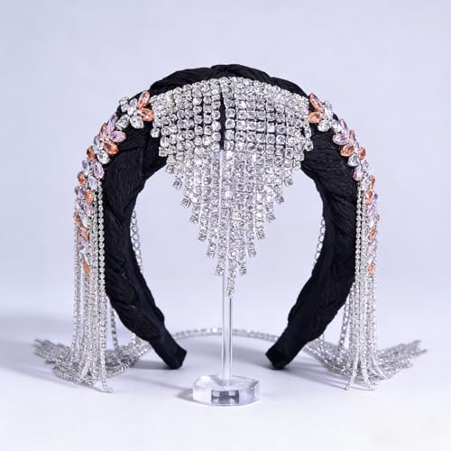 HNYYX Luxury Crystal Rhinestone Headband,Bridal Wedding Hair Accessory Handmade Bohemian