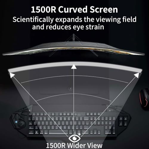 Image of ZZA 32 Inch Curved Monitor 180Hz Gaming Computer Monitor FHD 1920x1080p VA Panel 1500R Curvature, Supports AMD FreeSync, HDR10, HDMI and DisplayPort, 120% sRGB Color Gamut, 1ms Response Time, Black