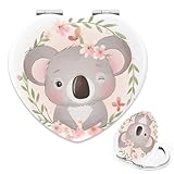 1X/2X Vergrößerungsspiegel Kompakt Weich Grau Koala Kompaktspiegel Nachttisch Spiegel für Handtasche Make Up Camping Essentials Reisezubehör für Frauen Schönheit Geschenke Frauen Teenager Geschenke