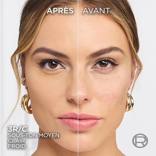 Fond de teint liquide L'Oréal Paris True Match, soin de la peau infusé à l'acide hyaluronique, SPF 17, disponible en 40 teintes, nuance froide 3,R/3,C, 30 ml (Lot de 2)