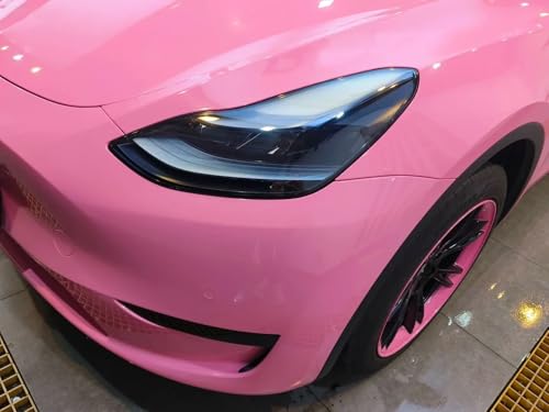 Image of LZLRUN High Gloss Vinyl Realistic Paint Wrap Roll Car Sticker Film Decal Bubble Free Come with Installation Tool Set (Pink, 1ft x 10ft)