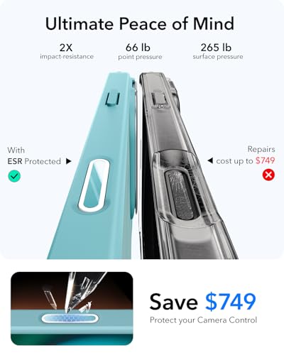 Image of ESR for iPhone 16 Case, Camera Control Button Compatible with MagSafe, Military-Grade Protective Case, Built-in Stash Stand Phone Case, Scratch-Resistant Back Cover, Classic Series, Clear Green