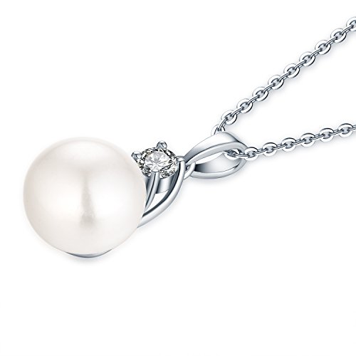 925 Sterling Silver Freshwater Cultured Pearl Pendant Necklace JO WISDOM Jewelry for Women,Girls3