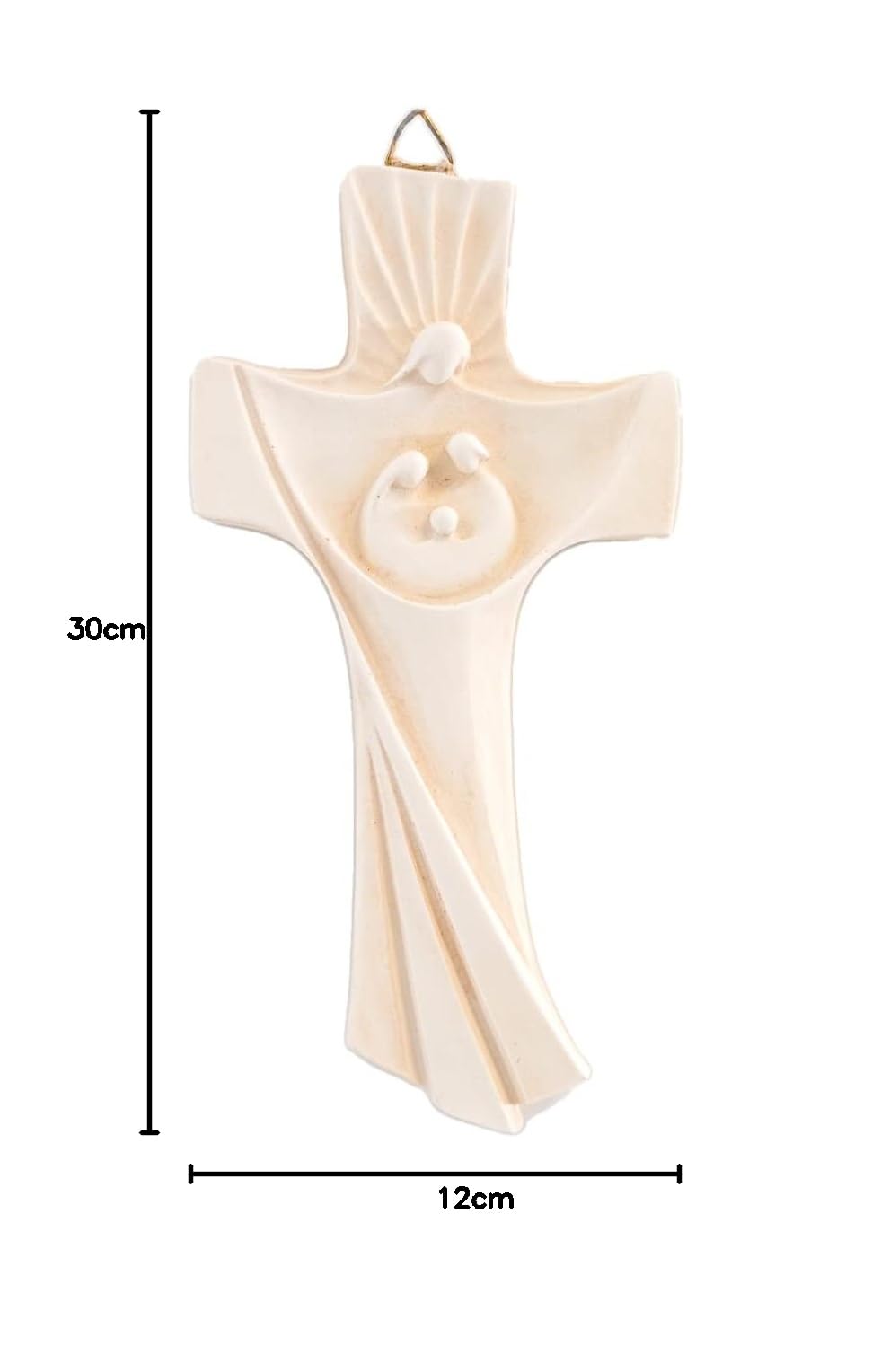 HOLY FAMILY Crucifijo Cruz resina y polvo de mármol Jesús Sagrada Familia de pared 30 cm/En clave moderna | Único en su género | Producto artesanal Made in Italy