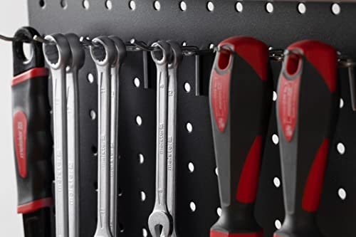 Meister Lochwandhaken - Praktisches Set mit 30 Stück - 60 x 38 x 30 mm - 2 kg Tragkraft - 25 mm Zinkenabstand - Aus Metall / Metallhaken für Werkzeugwand / Werkzeughalter / Stecktafel / 9079710