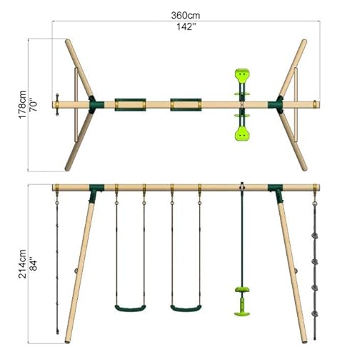 image for Rebo® Children's Wooden Garden Swing Set - Saturn | OutdoorToys | Pre