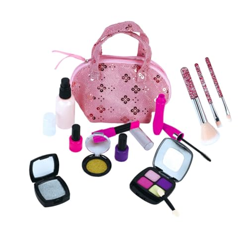 YARNOW 1Juego Maquillaje Infantil con Accesorios Simulados Niñas Estuche de Belleza Completo de rol Fiestas y Cumpleaños Juguete Seguro y Lavable