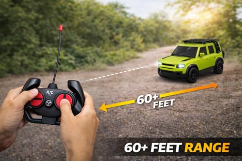 Image of TEC TAVAKKAL Remote Control Car for Kids & Adults, 50 Km /h High Speed RC Car with LED Headlights, 60+ Feet Range, Type-C Rechargeable Off-Road SUV Toy Car, 4 Direction Control (Green)