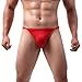 DKEGIFF Men's Thong Underwear Male G String T-Back Bikini Exotic Swimsuit Micro Lingerie Adjustable Circumference One Size Red