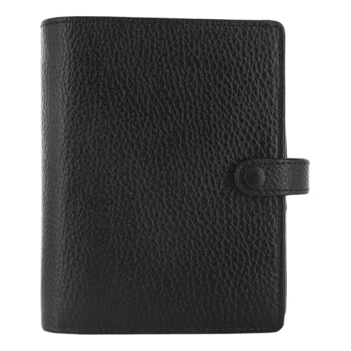 Filofax Finsbury Organizer, Pocket Size, Black - Traditional Grained Leather, Six Rings, Week-to-View Insert, Multilingual (C025360)