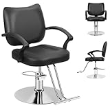 Reglage hydraulique precis et rotation complete: Cette chaise de coiffure professionnelle est equipee dun verin hydraulique haute resistance permettant un ajustement fluide et stable de la hauteur. Le fauteuil salon coiffure pivotant 360 degres facilite chaque geste du styliste et peut etre bloque dans la position ideale pour un travail confortable et efficace