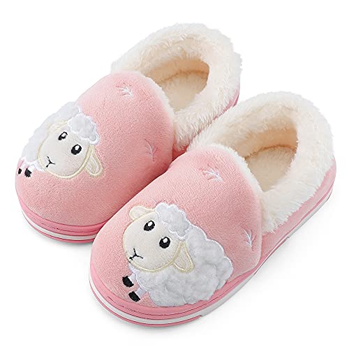 Cheerful Mario Mädchen Hausschuhe Plüsch Tier Jungen Pantoffeln Cartoon Winter Wärme Weiche Hausschuhe kinder kuschelige Rutschfest Perlrosa 29/29.5 EU Cover