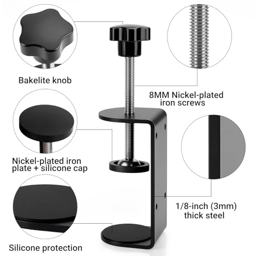 Image of C Clamps 2-3 Inch with 4 Small Holes in the Back, Adjustable Desk C-Clamp for Range 0.39 inch~3.5 inch, Versatile Clamp for Brake, Parts Assembly, Fastening, Welding, Woodwork, Metal Work (6-Pack, 3 in)