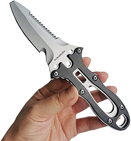 PUWANGDA Diving Knife,Divers Dive Tool with Sheaths,Sawing Edge and 2 Pairs Leg Straps,Best for Snorkeling,Hunting,Survival Rescue and Water Sports.