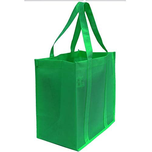 Gift Expressions Grocery Tote Bag | 100 Pack | Kelly Green | Large Gift Reusable Eco Friendly Stand Up Bottom, Recyclable Non-Woven Shopping Bags #TOP5