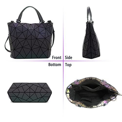 Cafiny Geometric Purse For Women Geometric Luminous Purses And Handbags Geometric Bags And Holographic Crossbody Bag Wallet Clutch Set #TOP3