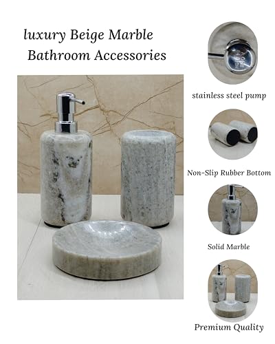 Image of Bathroom Soap Dispenser for Wash Basin & Home Decor Bath Accessories Off White Marble Liquid Dispenser handwash soap | Shampoo |Lotion Dispenser for Bathroom & Kitchen Best in Quality