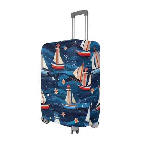 Joisal Suitcase Cover Cute Luggage Protector Sea Sailboats Blue Elastic Graphic Travel Accessories Suitcase Sleeve, XL, Fits 29-32 Inch Case3