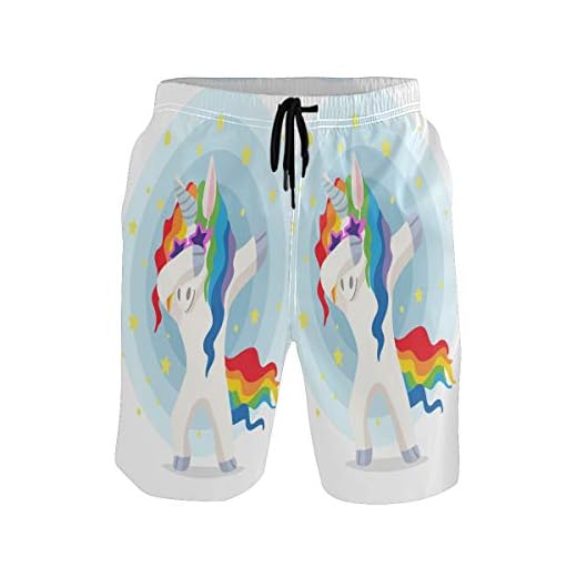 Cooles Lustiges Einhorn Herren Badeshorts Badehose mit Mesh-Futter Boardshorts für Männer Surf Schwimmhose Sporthose