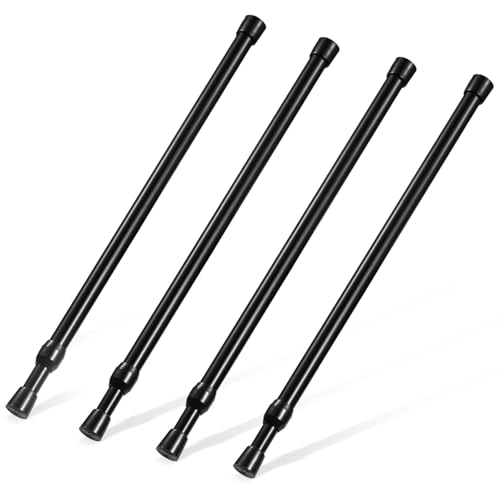 Image of Tension Rod 16 to 28 Inch, Goowin Small Tension Rod, 5 /8 inch Diameter No Drilling Expandable Short Tension Rods Spring Rods, Tension Rods for Closet, Cupboard, Hanging Clothes, 4 Pack, Black