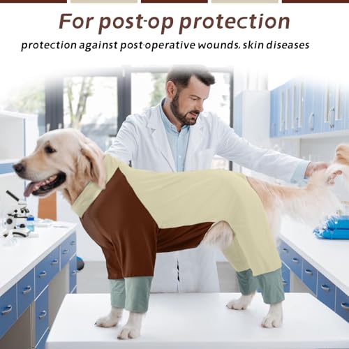 Hjumarayan Schnelltrocknender Hunde Ganzkörperanzug – UV-Schutz Hundebody für Sommer, Leichtes Hundeganzkörper Shirt, Atmungsaktiv & Schmutzabweisend, Outdoor Hunde Body mit Beinen, Beige 4XL