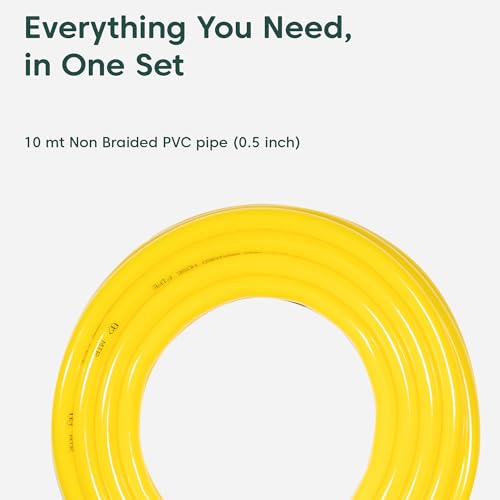 Image of Kyari Garden Hose Pipe Non-Braided 10 Meter 0.5 Inch Without Clamps - Heavy-Duty Flexible PVC Water Pipe for Home Garden, Plants, Car Wash, Cooler Filling, Balcony & Outdoor Use