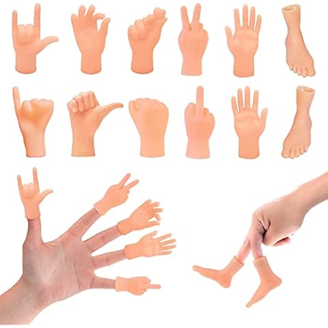 Idota Kleine Hände, 12 Stück Fingerpuppe Lustige Gummi Mini Hände Cover