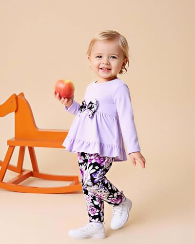 Image of Weebaby Baby Girl Clothes Infant Toddler Girl Clothing Ruffle Shirt High Low Top Floral Allover Pant Little Girls Clothes
