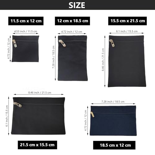 Inzegao Innentaschen mit Reißverschluss für Jacke, Mantel, selbstgenähte, versteckte Innentasche für Handy, Geldbörse, Kleidung, Zubehör, Schwarz, 11.5 cm x 12 cm