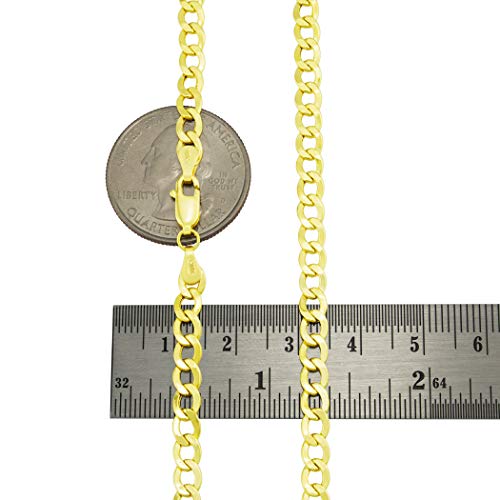 Nuragold 10K Yellow Gold 4.5Mm Cuban Curb Link Chain Pendant Necklace, Mens Womens Lobster Clasp 16" 18" 20" 22" 24" 26" 28" 30" #TOP2