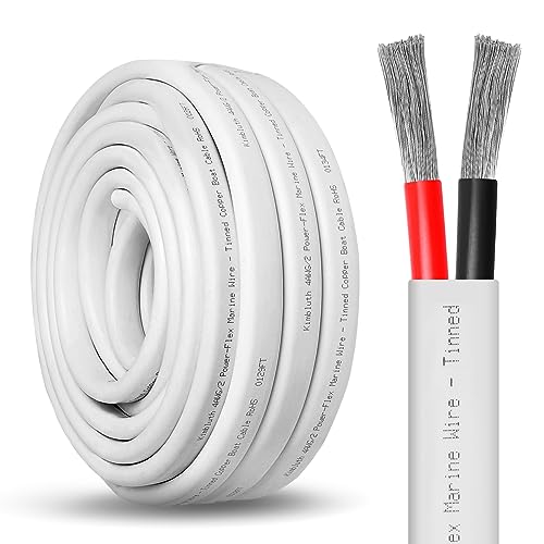 Kimbluth 4 Gauge Duplex Marine Wire Tinned Copper Boat Cable 6ft 4 AWG Standard USA OFC Oxygen Free Copper Wire for Automotive Boat Speakers Solar Outdoors