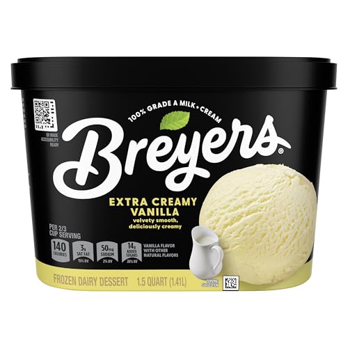 Breyers Frozen Dairy Dessert For a Delicious Frozen Treat Extra Creamy Vanilla Made with 100% Grade A Milk & Cream 48 oz