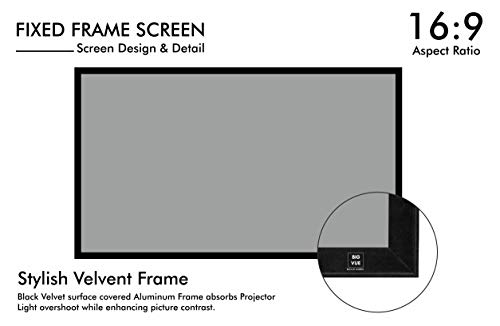 Image of Big VUE 150 Inches Fixed Frame Projector Screen 16:9 Diagonal Active 3D 4K Ultra Hd Projector Screen for Classroom, Office & Home Theater (150 Inch, High Contrast Alr)