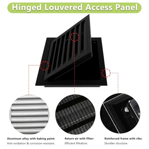 Grille de ventilation réversible haut de gamme noire avec volets à persiennes