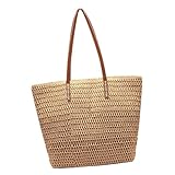 ifundom Bolso Tote Tejido de Paja para Mujer Bolso de Playa de Verano Color Marrón Diseño Ligero y Portátil Adecuado para Uso Diario Vacaciones y Actividades Casuales