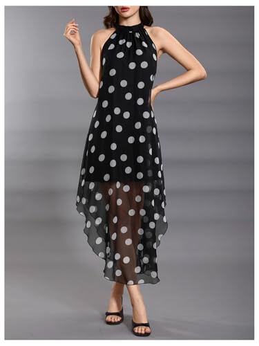 Image of Verdusa Women's Wedding Guest Dress Halter Flowy Chiffon Asymmetrical Long Summer Prom Dress
