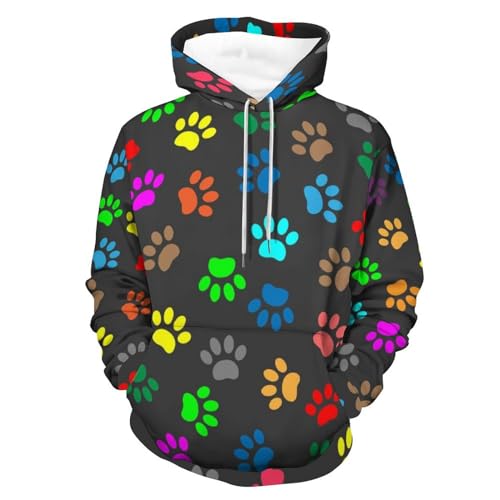 Sweat à capuche unisexe UMENG imprimé empreintes couleur en taille S pour homme et femme