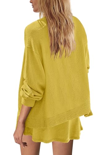 Image of Panadila Womens Sweater Skirt Set 2 Piece Outfits Sweater Skort Set Lounge Cardigan and Knit Skirt Matching Outfits