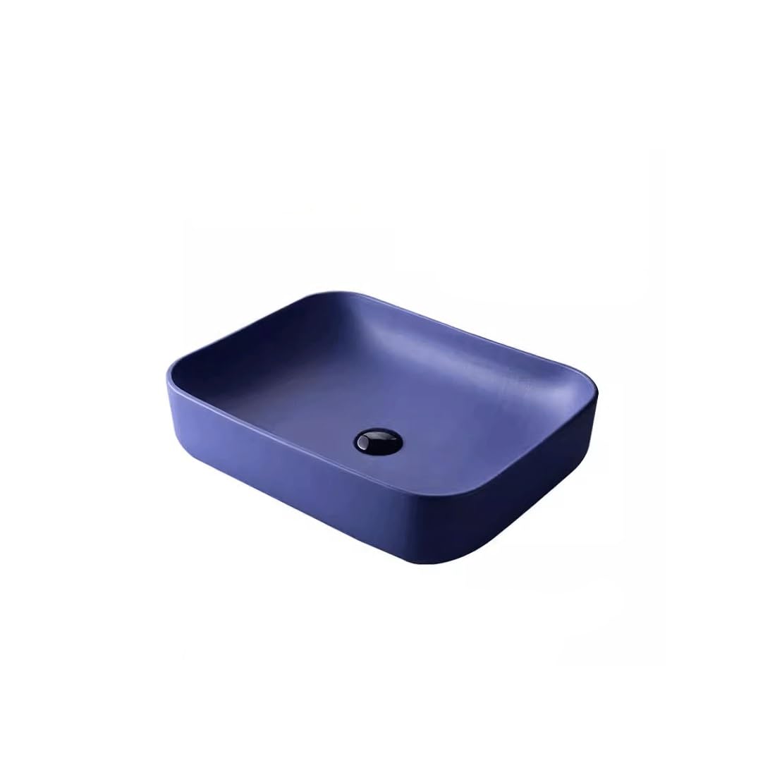 ASerZenith Bathroom Sink Vessel Ceramic Home Balcony Washbasin Bathroom Above Counter Basin Square Washbasin Single Basin Washbasin Vessel Sink,One Color-A