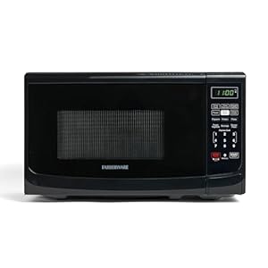 Farberware Countertop Microwave 700 Watts, 0.7 Cu. Ft. – Microwave Oven With LED Lighting and Child Lock – Perfect for Apartments and Dorms – Easy Clean Grey Interior, Retro Black