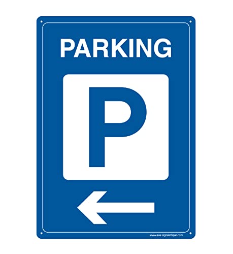 AUA SIGNALETIQUE - Panneau De Signalisation en PVC Rigide et Compact 1.5 mm. (121 x 170 mm, Direction vers Parking 2)