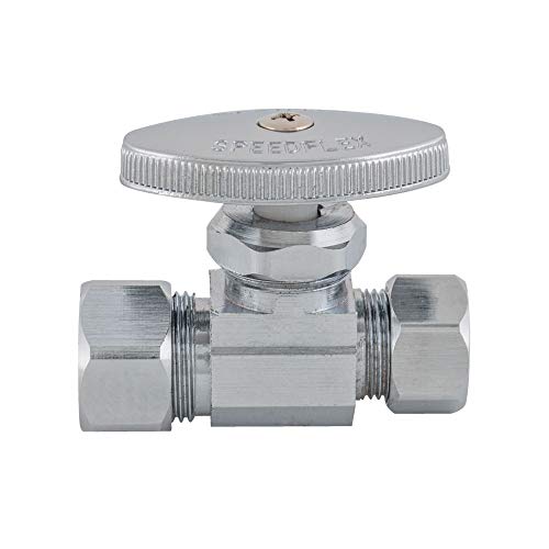 Eastman 1/2 Inch Od Compression X 5/8 Inch Od Compression (1/2 Inch Nom.) Multi-Turn Straight Stop Valve, Brass Plumbing Fitting, Chrome, 04357Lf #TOP3