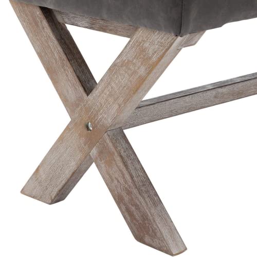 Cimoo Bedroom Entryway Bench, Grey Pu Leather Upholstered Bed Bench Accent Hallway Bench For End Of Bed, Entry, Kitchen, Dining Room 36’’Dx16’’Wx16’’H #TOP4